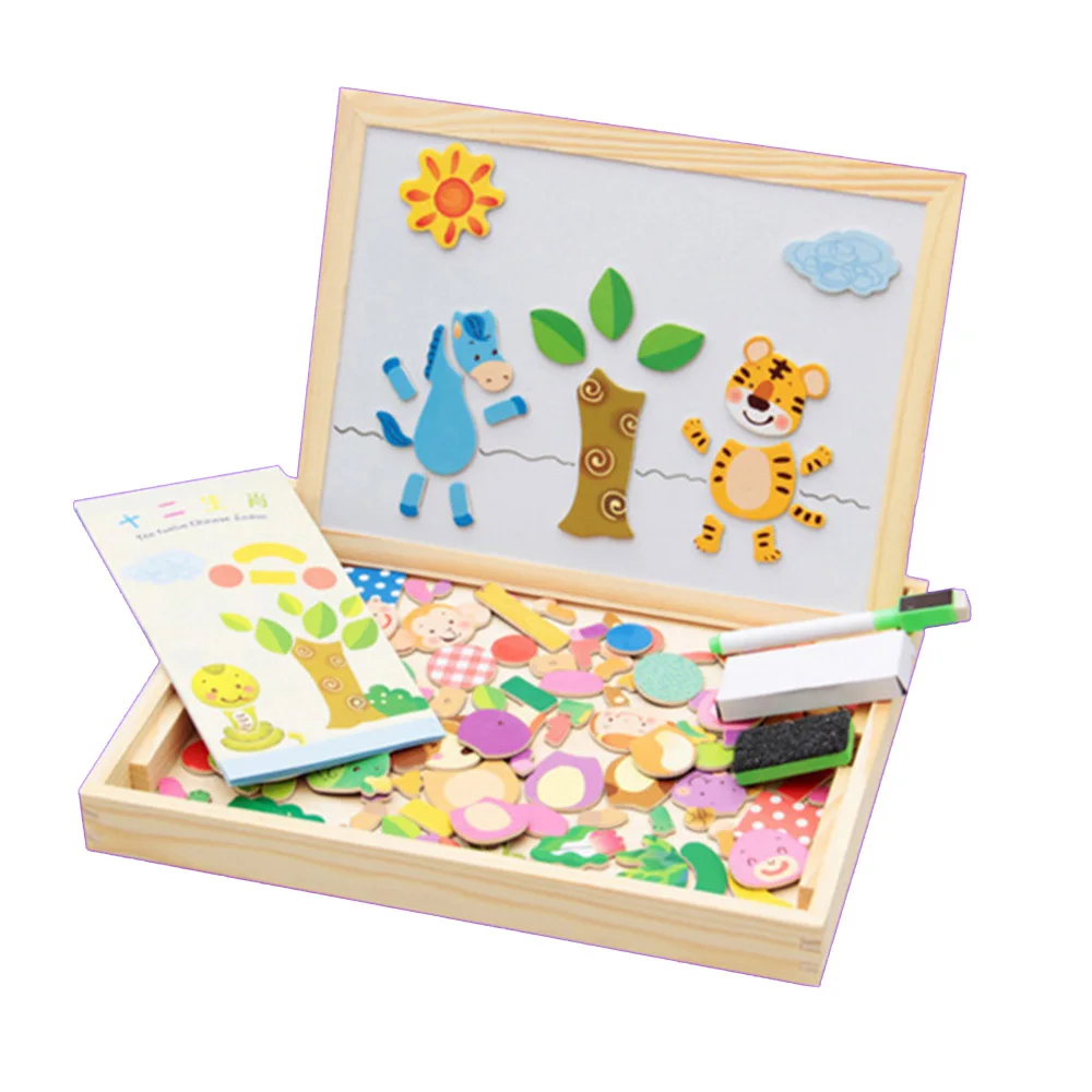Детские игрушки деревянные магнитные животные паззл с автомобилями доска для рисования 5 стилей головоломка деревянная игрушка, подарок для ребёнка - Цвет: WJ3437A