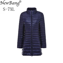 NewBang בתוספת 6XL 7XL למטה מעיל קל במיוחד למטה מעיל נשים גודל גדול סתיו חורף למטה מעיל Oversize להאריך ימים יותר