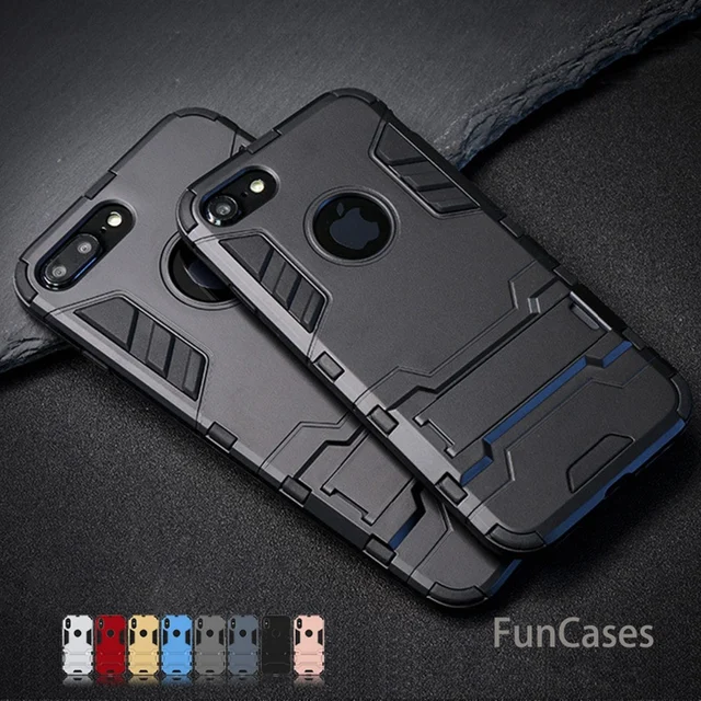US $3.56 Luxury Stand Armor Phone Holder Case For iPhone 7 8 6 6S Plus X S XS Hybrid TPUHard PC ShockProof 