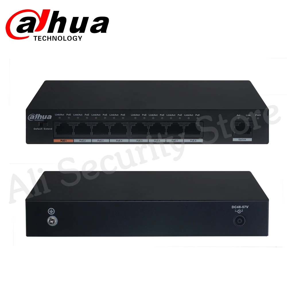 Коммутатор Dahua PoE 8 каналов Поддержка 802.3af 802.3at POE + стандарт питания Hi POE|Коробки