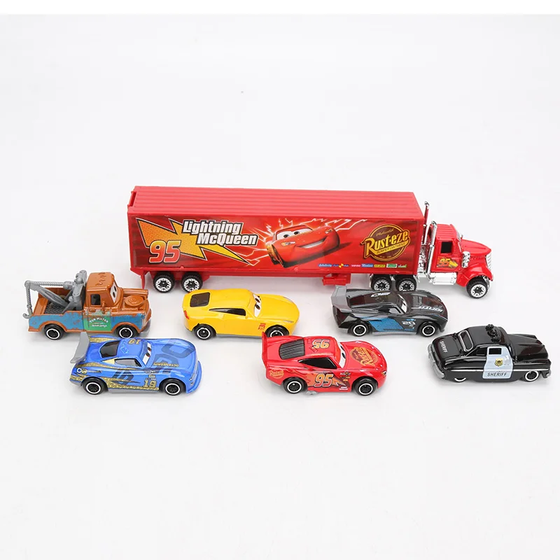 7 шт./компл. Disney Pixar Cars 3 Toys Lightning McQueen Jackson Storm Mater Mack Uncle Truck 1:55 литая под давлением