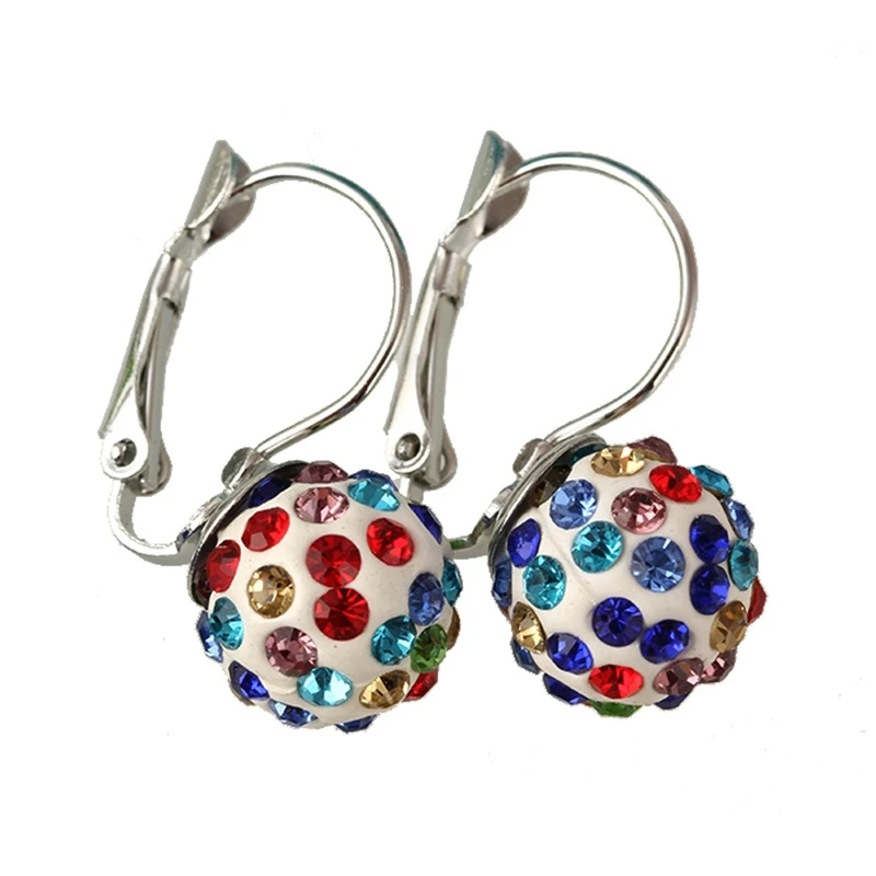 

Women Stud Earrings Colorful Crystal Ear Piercing Rhinestones Round Ball Earrings Jewelry