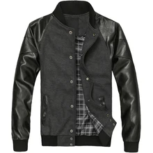 Men’s Spring coats PU Leather Sleeve Jacket Casual Style Jacket Men’s Fashion Collar Jackets And Coats Brand Clothing