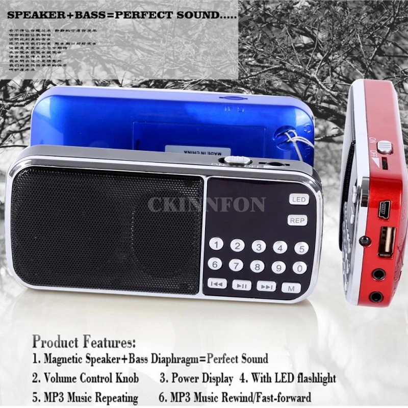 

DHL 20PCS Dual Band Rechargeable Portable Mini Pocket Digital FM Radio with USB Port TF Micro SD Card Slot