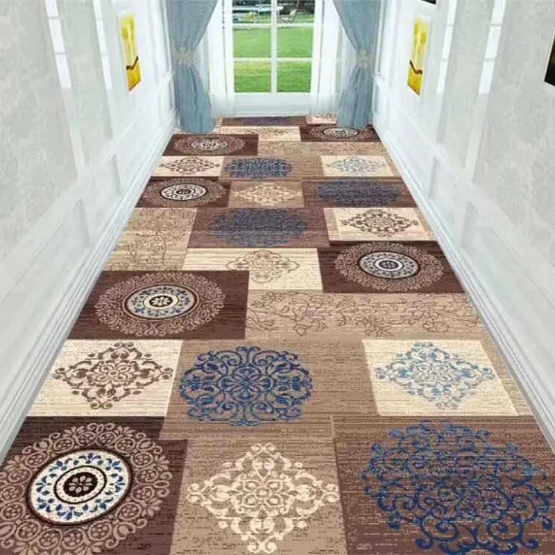 Nordic Style Stair Carpet Geometric Corridor Carpets Hotel Hallway Floor Mat Wedding Floor Area Rugs Anti-Slip Polyester Rug