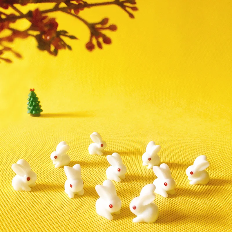 

10Pcs Cute Rabbit Bunny Miniatures Lovely Cute Fairy Garden Gnome Moss Terrarium Decor Crafts Bonsai Figurine DIY Doll House