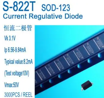 

Free shipping 50pcs/lot Constant Current Diode 8.2mA,CRD S-822T SOD-123 IP 6.56-9.84MA