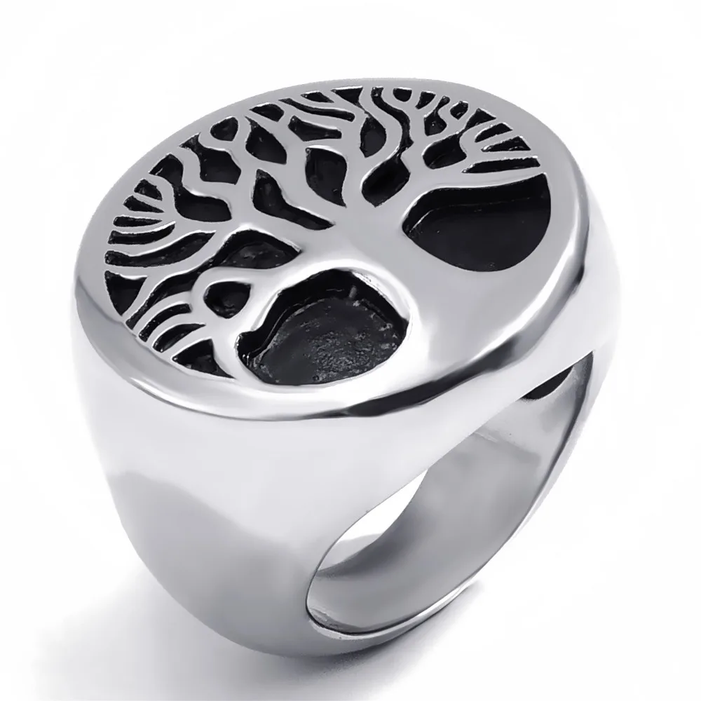 

Stainless Steel Leaf Tree of Life Ring Mother's Day Daughter Birthday Anniversary Statement Cocktail Party Children