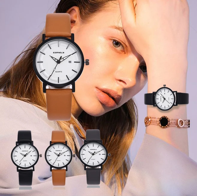 

Women Watch Luxury Japanese Movement Leather Strap Dial Dial Quartz Wristwatches Women Stylish Watches Ladies Luxury Top Gift