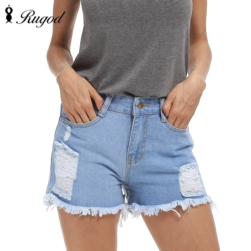 RUGOD 2017 Hot Ripped Jeans Shorts Women Fashion Hole Denim Shorts