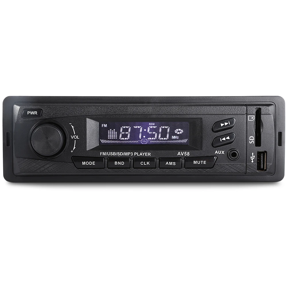 AV58 Car Radio 12V Auto Audio Stereo FM SD AUX USB MP3 Player Preset 18