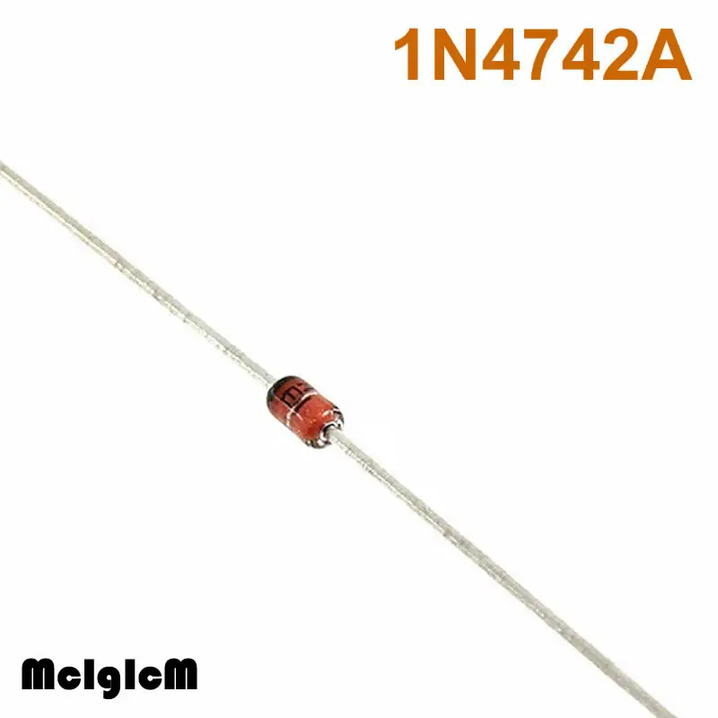 

MCIGICM 100 pcs Zener Diode 12V 1W Through Hole DO-41 1N4742 1N4742A