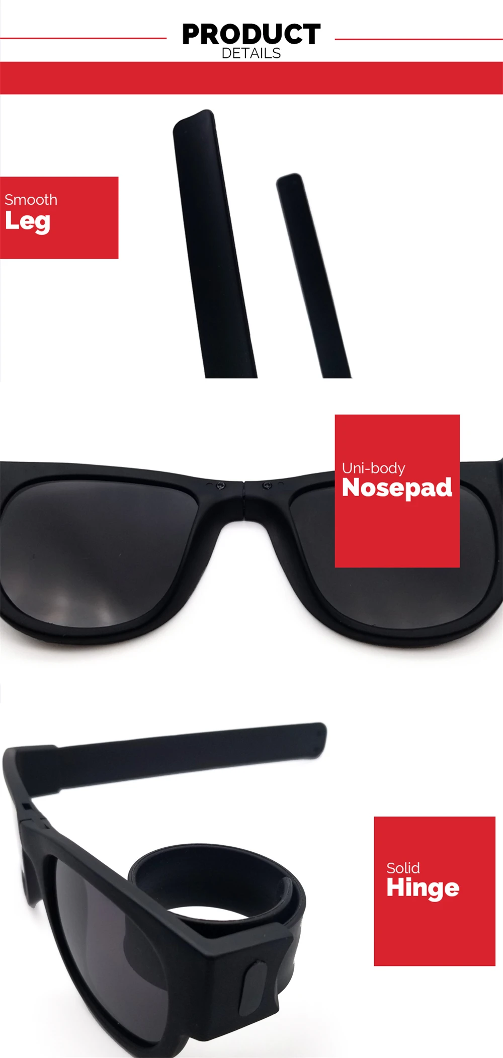 Women's Glasses VIVIBEE Novelty Mirror Men Polarized Folding Sunglasses New Arrival Slap Sport Foldable Wristband Shades 2022 Trend Product best sunglasses for big nose