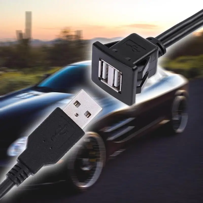 Кабель удлинитель с двумя USB разъемами 1 м|usb flush mount|usb flushusb car cable |