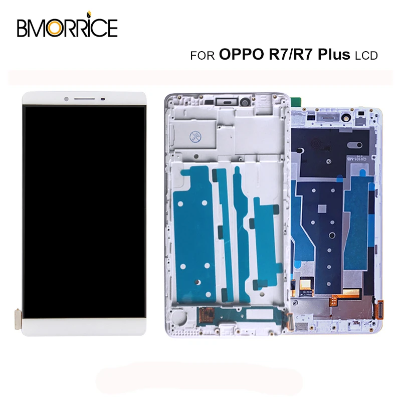 

OPPO R7 R7 Plus R7P LCD Display For 5'' 6'' Touch Screen Digitizer with Front Cover Frame Full Assembly Replacement Parts White
