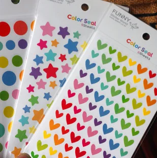 

6 Pcs Colorful Cute Paper Rainbow Color Star Stickers Photos Frame Props Decor Stickers DIY Handmade Scrapbook Photo Album