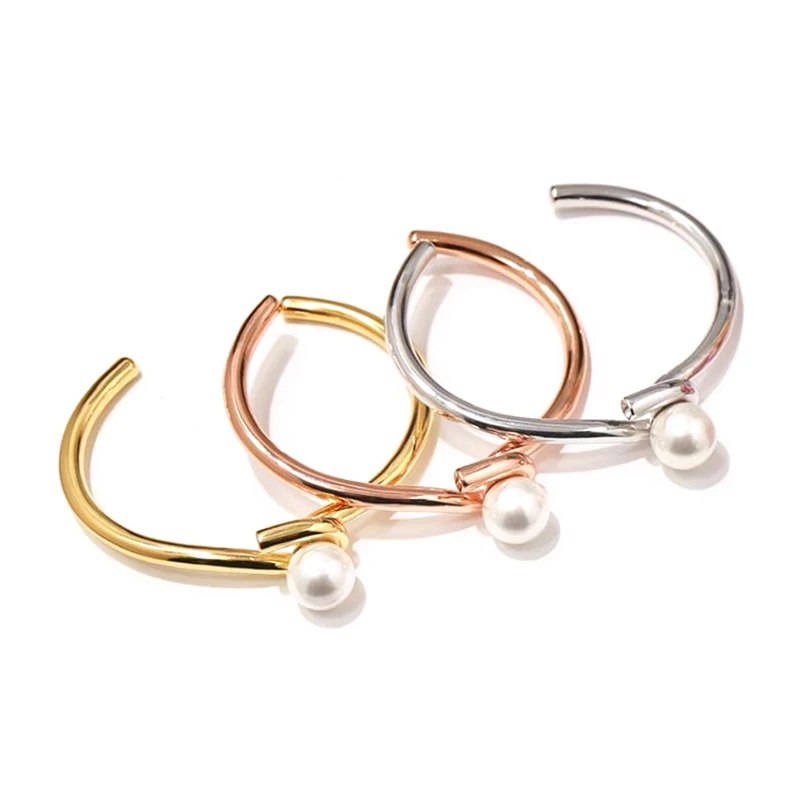 

Meicialandat Classic Stainless Steel White Pearl round geometric Woman Bracelet Minimalist fashion vintage Ladies Jewelry