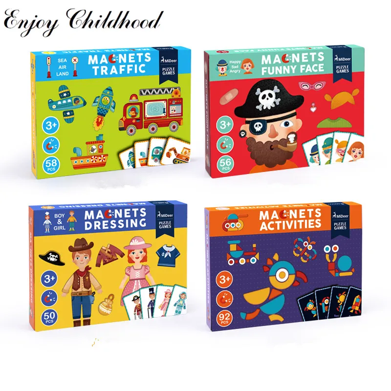 

Children paper puzzle Magnetic Puzzles Game Set Fun Reusable Stickers