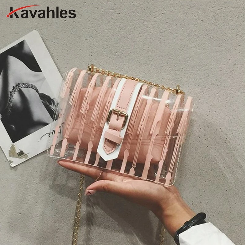 

2019 new fashion woman handbag, chain composite bag, Korean version women messenger bag, transparent shoulder bag LW-157