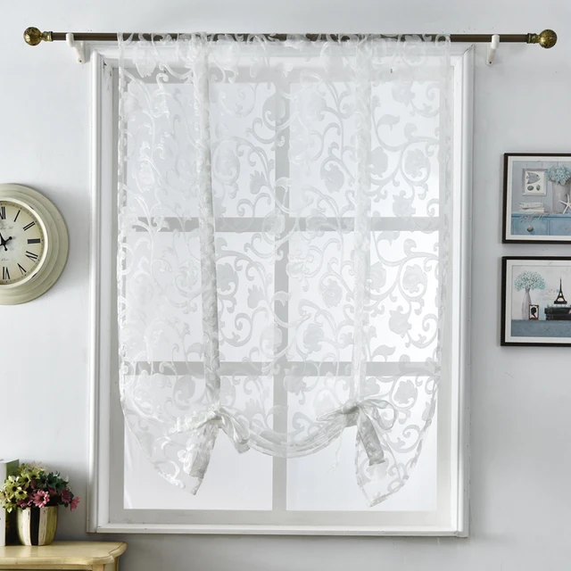 Online Shop Short kitchen curtains half curtains white tulle  modern design home textile modern kitchen jacquard window treatments