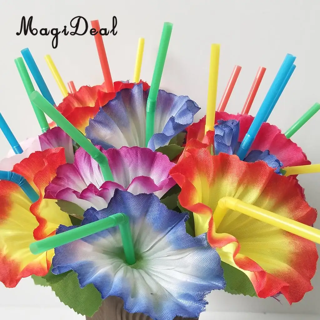 20pcs Assorted Colorful Flower Cocktail Party Straws Party Table Decoration