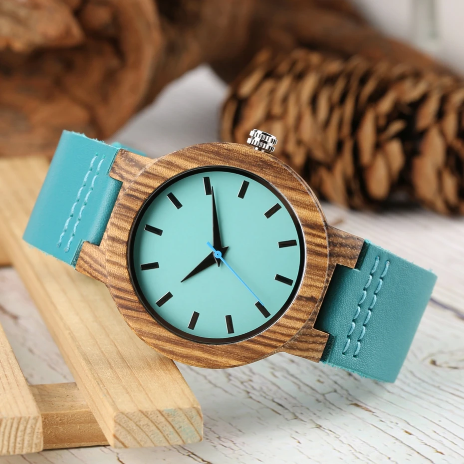 Family Gifts DIY Customized Logo Watch To My Daughter Daddy Love You Wood Clock Chic Blue 5
