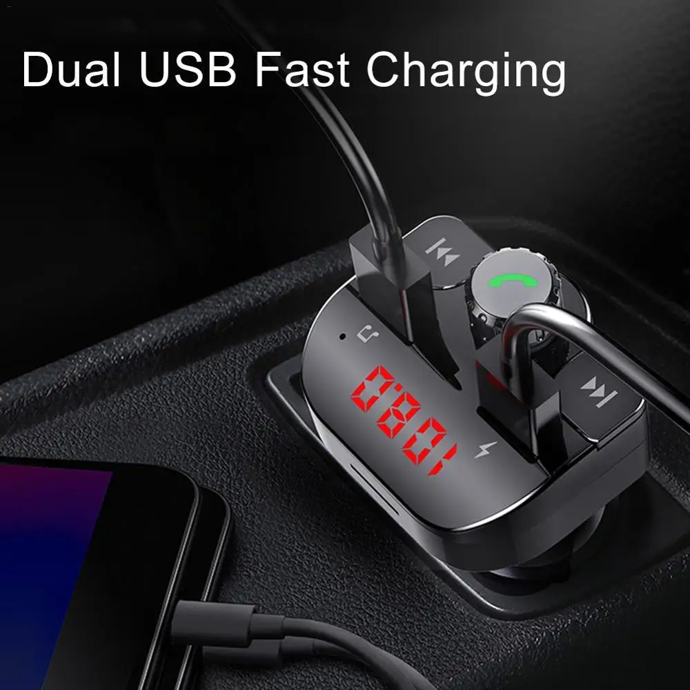 FM передатчик модулятор Bluetooth V4.2 Handsfree автомобильный комплект 5 в 3.5A двойной USB порт радио передатчик музыкальный адаптер Поддержка TF карты