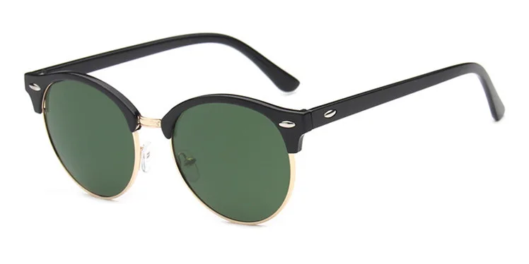 Black Dark Green Поляризационные солнцезащитные очки для женщин, Ретро стиль, круглые зеркальные очки для вождения, солнцезащитные очки для мужчин, брендовые дизайнерские винтажные Zonnebril Dames - Цвет линз: Black Dark Green