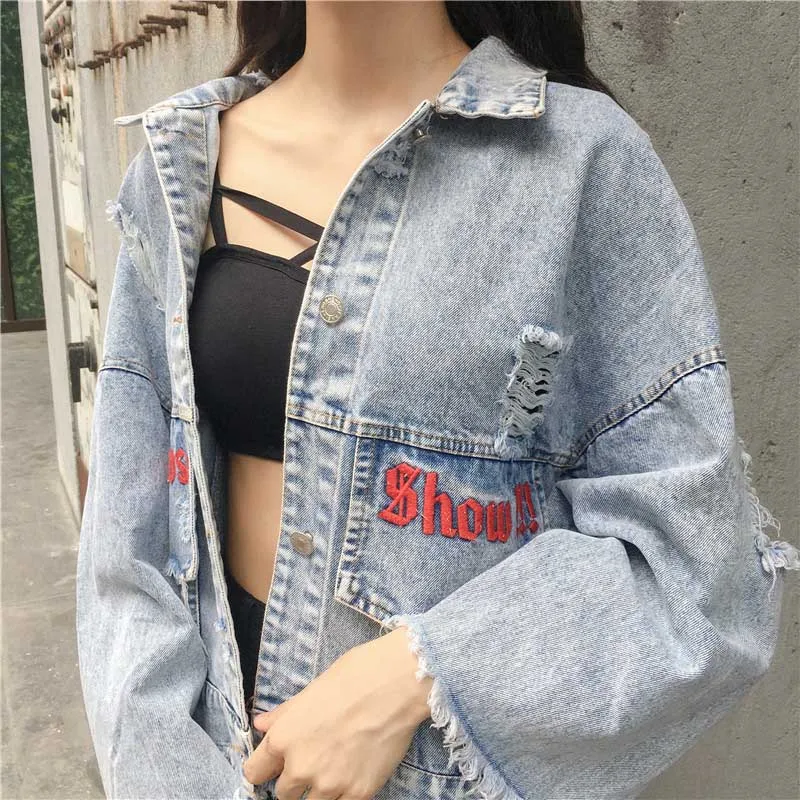 Finest  Spring Embroidery Denim Women's Jackets Loosen Women Plus Size Jackets Basic Coats For Women Street