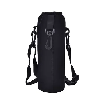 

1500ML Water Bottle Cover Bag Pouch w/Strap Neoprene Water Pouch Holder Shoulder Strap Black Bottle Carrier Insulat Bag