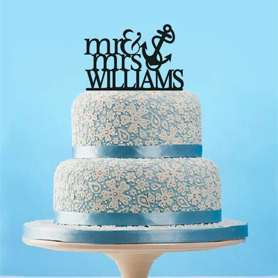 Personalized Wedding Cake Topper With AnchorCustom Mr And Mrs Last Name Personalized Wedding Cake Topper With AnchorCustom Mr And Mrs Last Name