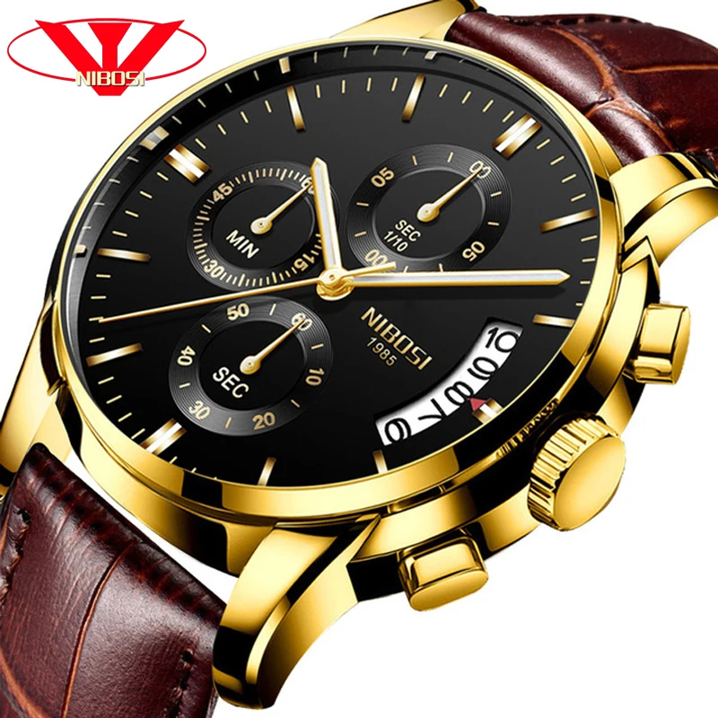 

NIBOSI Fashion Watches Men Luxury Brand Chronograph Waterproof Watch Business Quartz Clock Man Dropshipping Relogio Masculino