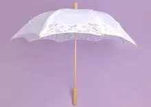 Sombrilla de encaje Vintage para decoración de fiesta de boda, sombrilla artesanal blanca, 8 varillas, suministros festivos, regalo al por mayor