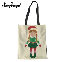 Бесшумные дизайнерские сумки с верхней ручкой Женская Холщовая Сумка для покупок забавная Цветочная Рождественская сумка с принтом веселой ночи для девочек