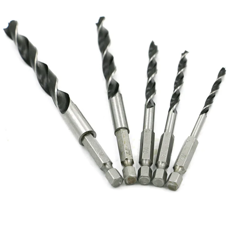 

5pcs 1/4" Hex Shank Metal Wood HCS Drill Bit Set Quick Change Tools 4/5/6/8/10mm Toolbox repair tool is easy to carry