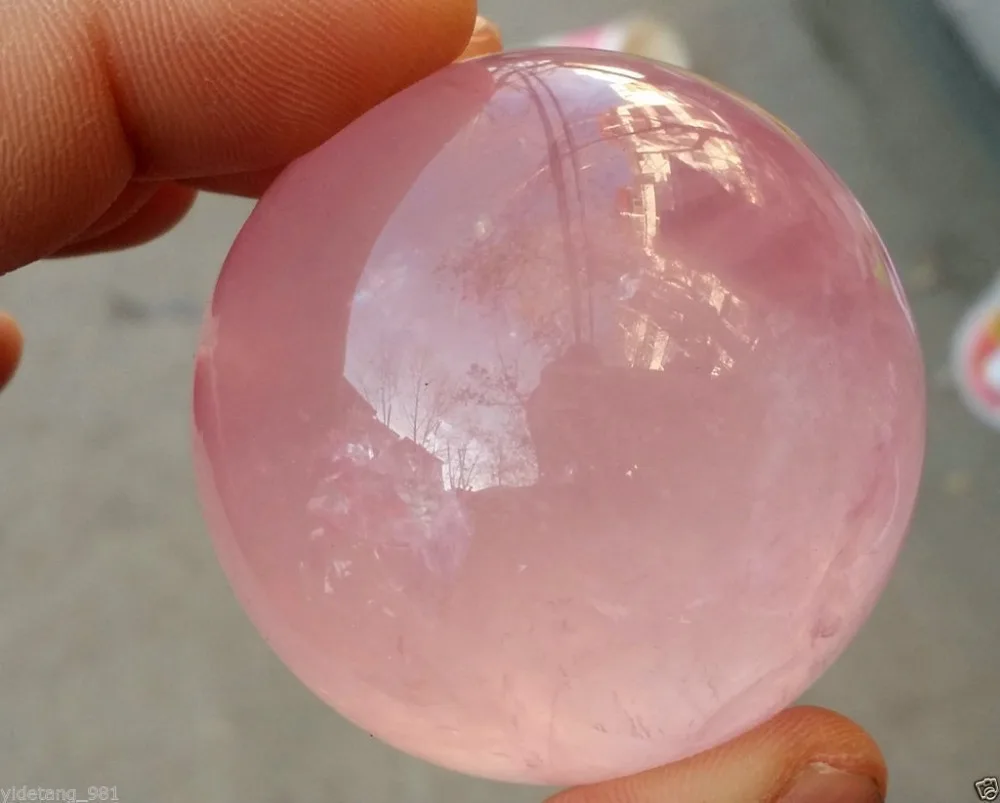 Natural Pink Rose Quartz Crystal Healing Ball Sphere + Stand