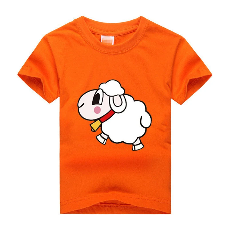 2019New/Летняя футболка для мальчиков детские хлопковые футболки с короткими рукавами детские топы с принтом овечки и большими ушами для мальчиков, спортивные футболки