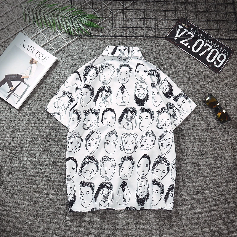 Модная Летняя Повседневная рубашка быстросохнущая Мужская однобортная рубашка с коротким рукавом и принтом рубашка в стиле хип-хоп Японская уличная одежда