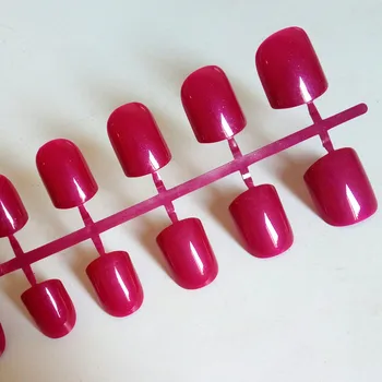 

24Pcs Flat Fake Nails Short Acrylic False Nail Glitter Wine Red Nail Design DIY Nail Art Salon Manicure Product 007