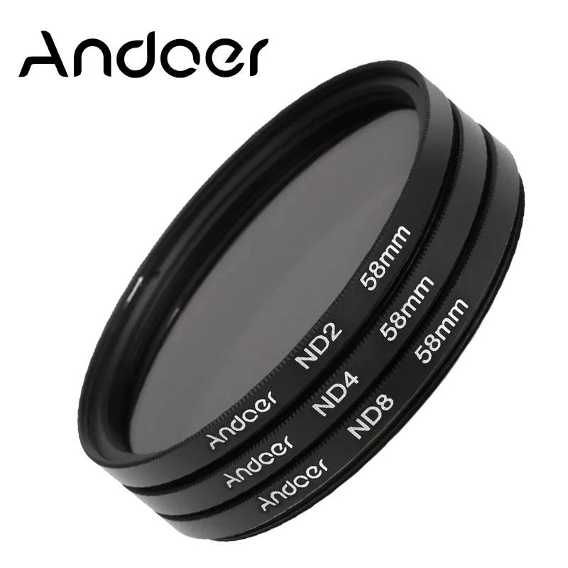 Andoer 58 мм фотографии фильтр комплект ND2 ND4 ND8 фейдер для Nikon канона Rebel T5i T4i EOS 1100D 650D