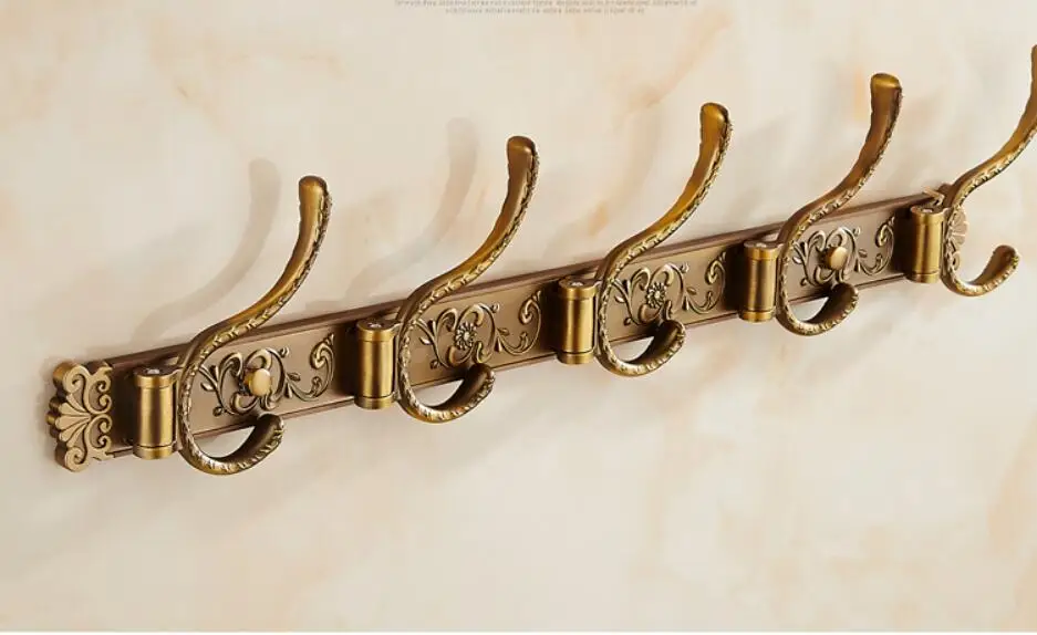 Новое поступление антикварные бронзовые 4-7 резные крючки для полотенец Настенные Алюминиевые крючки для халатов, короткий крючок для одежды, держатель для полотенец, крючок для ванной комнаты