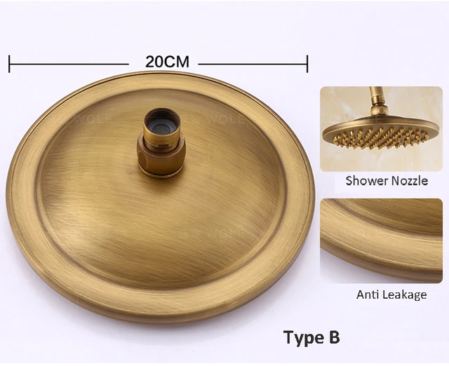 Soffione Doccia Grande 8 Pollici In Ottone Antico - Doccione Per Doccia Standard 1/2 Pollice - Per Bagno Interno Ed Esterno - Foto 4
