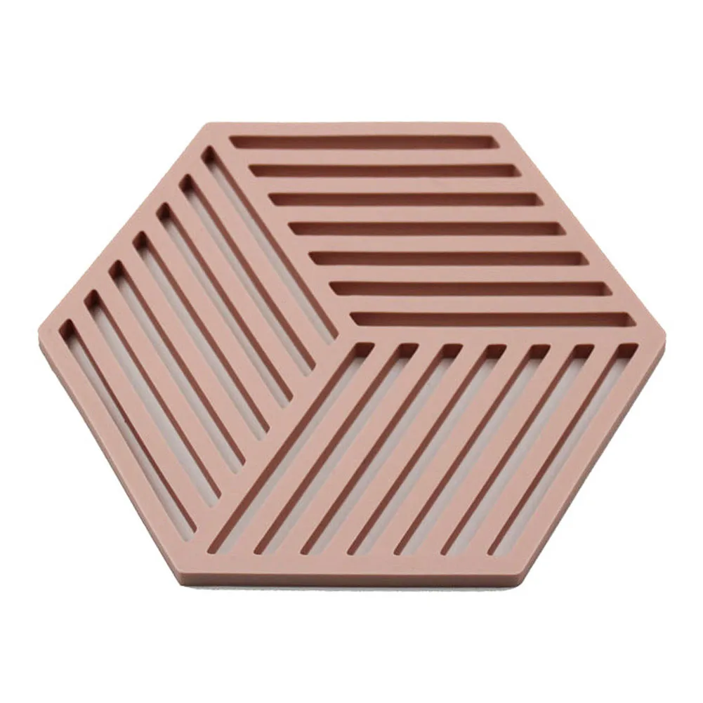 

Placemat Desktop Decoration Out Non Slip Home Pot Mat Heat Resistant Eco-friendly Silicone Pad Bowl Simple Hexagon