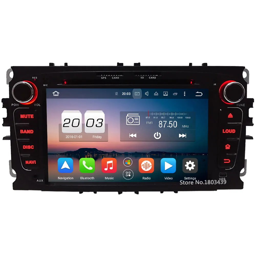 

7" 4GB RAM 32GB ROM Octa Core PX5 Android 6.0 DAB+ 3G/4G Car DVD Player Radio GPS For Ford Mondeo Focus S-Max C-Max Galaxy Kuga