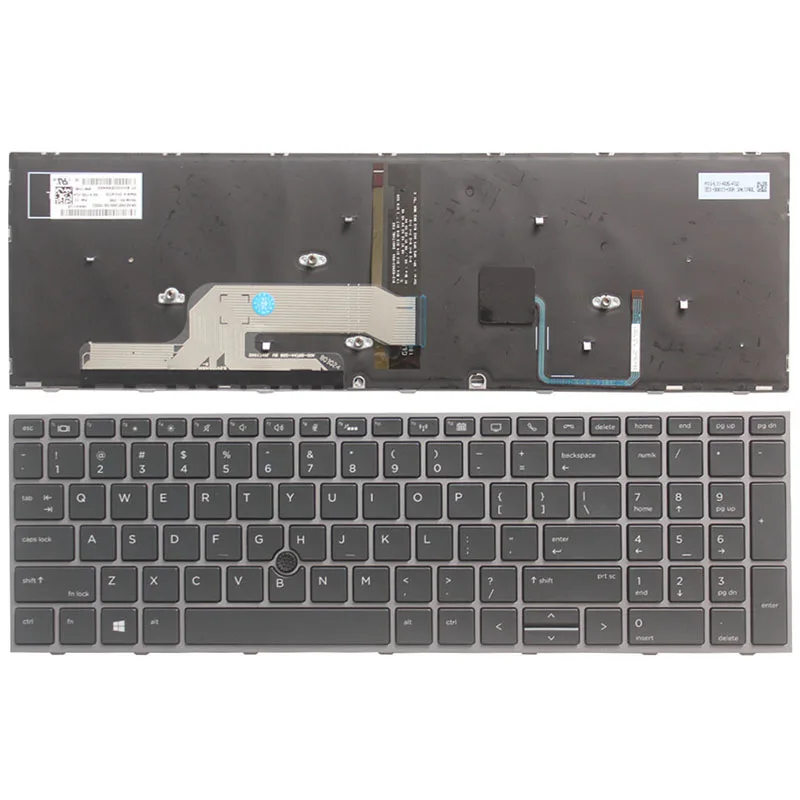 

New US Laptop keyboard For HP Probook 650 G4 silver frame with backlit Pointing stick keyboard