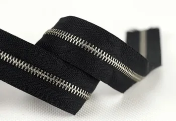

#5 Zipper reversible two way Black fabric Silver Y teeth metal zipper open end for sewing double zipper for clothes Bags shoes