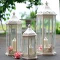 European Outdoor Boden Eisen Leuchter Laterne Home Dekoration Höhlte Kerzenhalter Transparent Glas Haus Kerzenhalter|Kerzenhalter| -