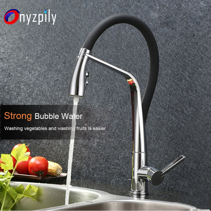 Кран для кухни Onyzpily хромированный черный водопроводный кран с одной ручкой и