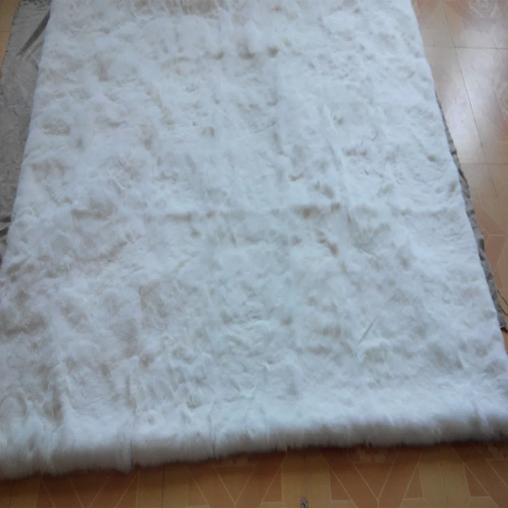 Luxury Rabbit Fur Throw Real Rex Fur Bedspread Blanket Multifunction Carpet Size 