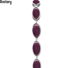 Овальный черный камень Браслеты для Для женщин Винтаж Античная Посеребренная Модные украшения TB61